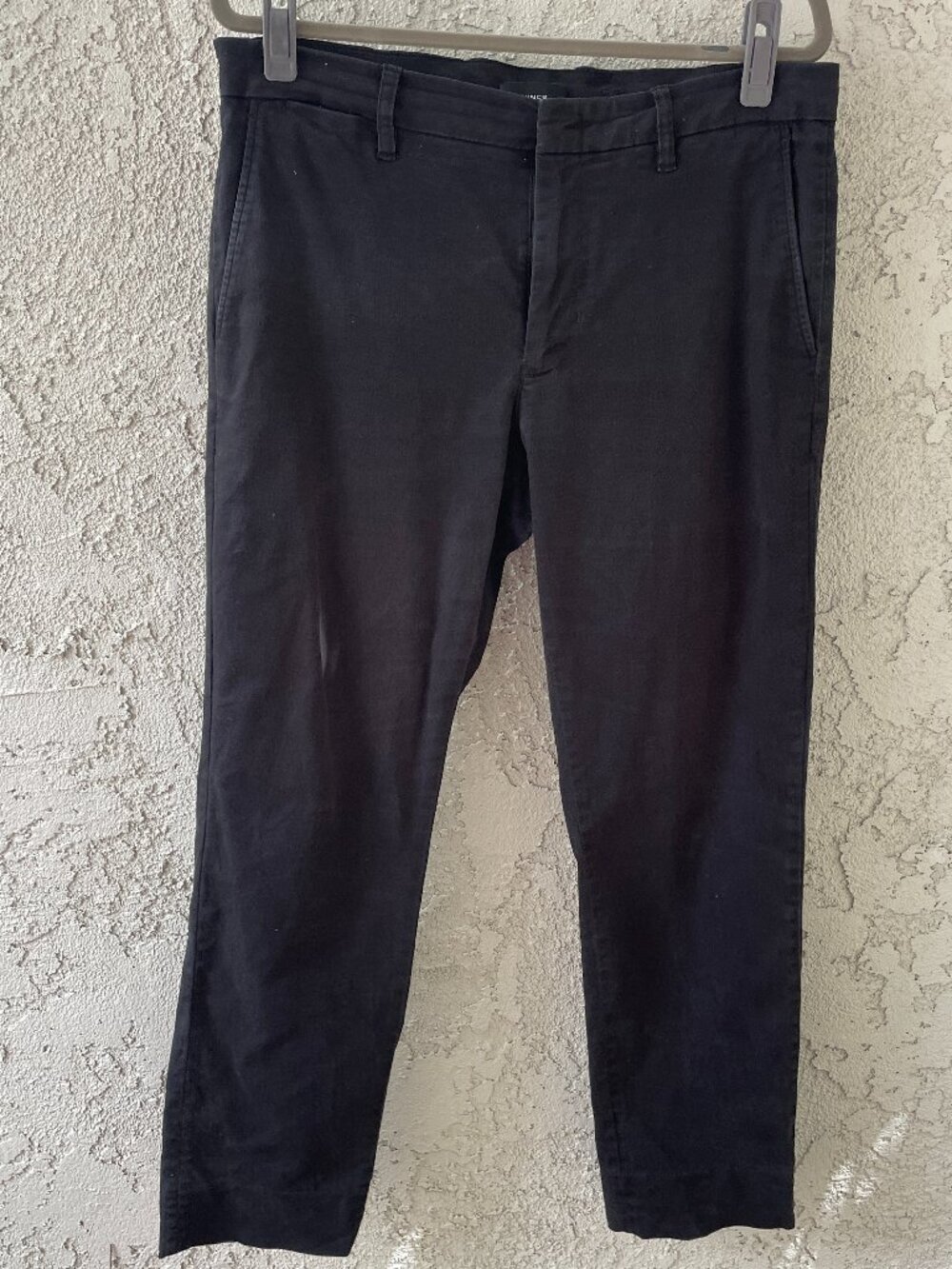 Vince Men's Slim Fit Griffith Black Cotton Spandex Flat Front Pants Size 35
